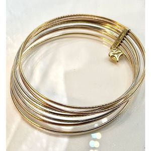 14k Tricolor Gold Set of Seven Bangles a/k/a Seminario Bangles